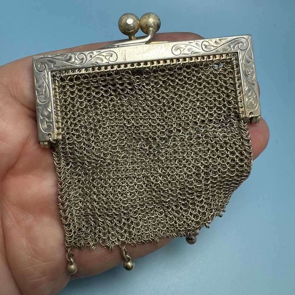 Antique Sterling Silver Chatelaine Finger Purse C… - image 4