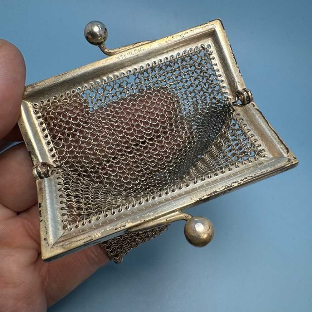 Antique Sterling Silver Chatelaine Finger Purse C… - image 6