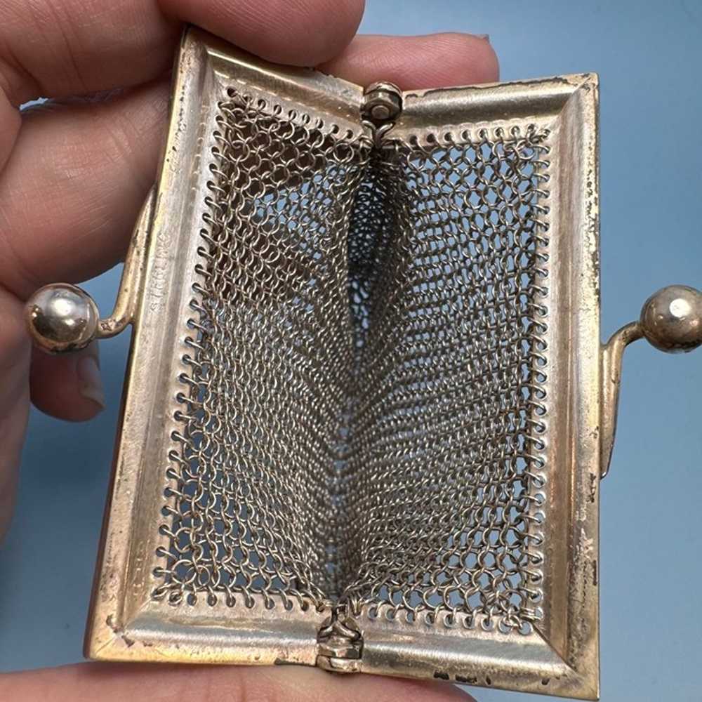 Antique Sterling Silver Chatelaine Finger Purse C… - image 9