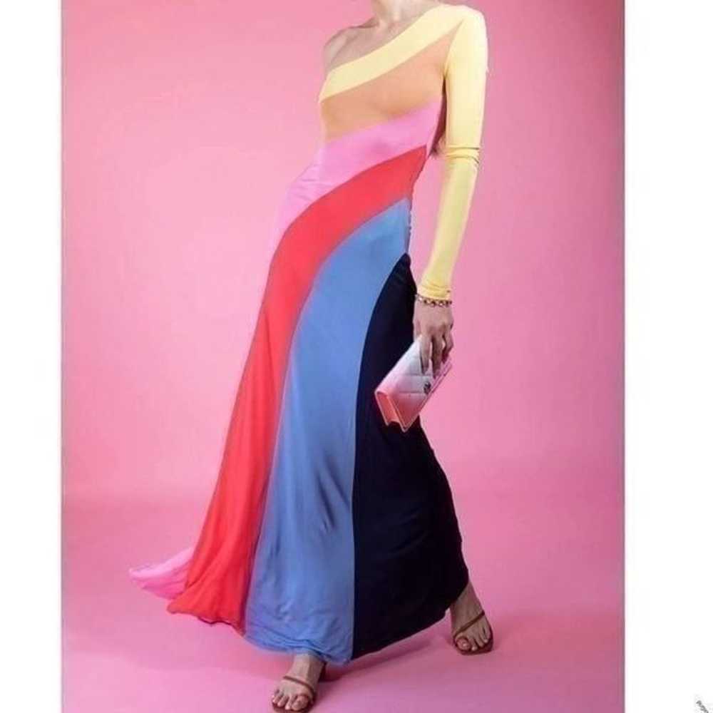 Staud Serena One Shoulder Multi Color Long Dress … - image 1