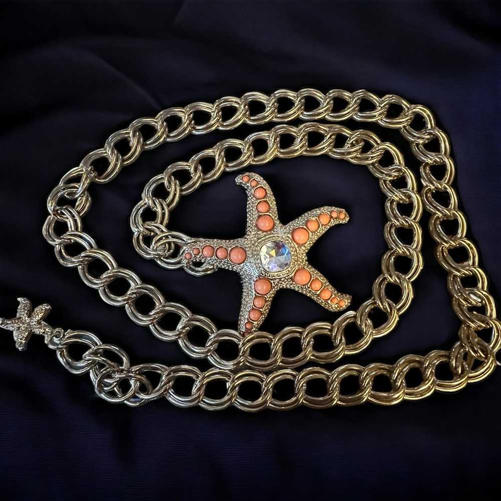 Vintage Rare Kenneth Jay Lane starfish chain belt - image 1