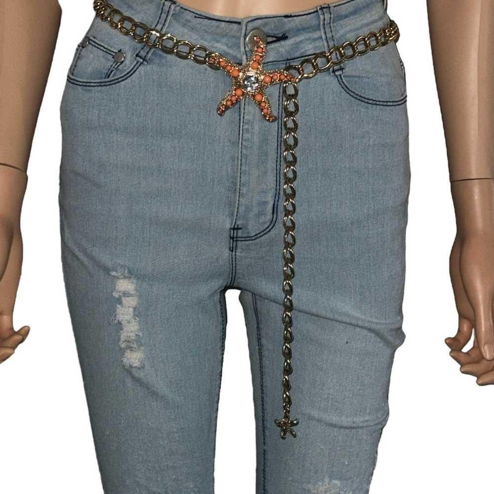 Vintage Rare Kenneth Jay Lane starfish chain belt - image 2