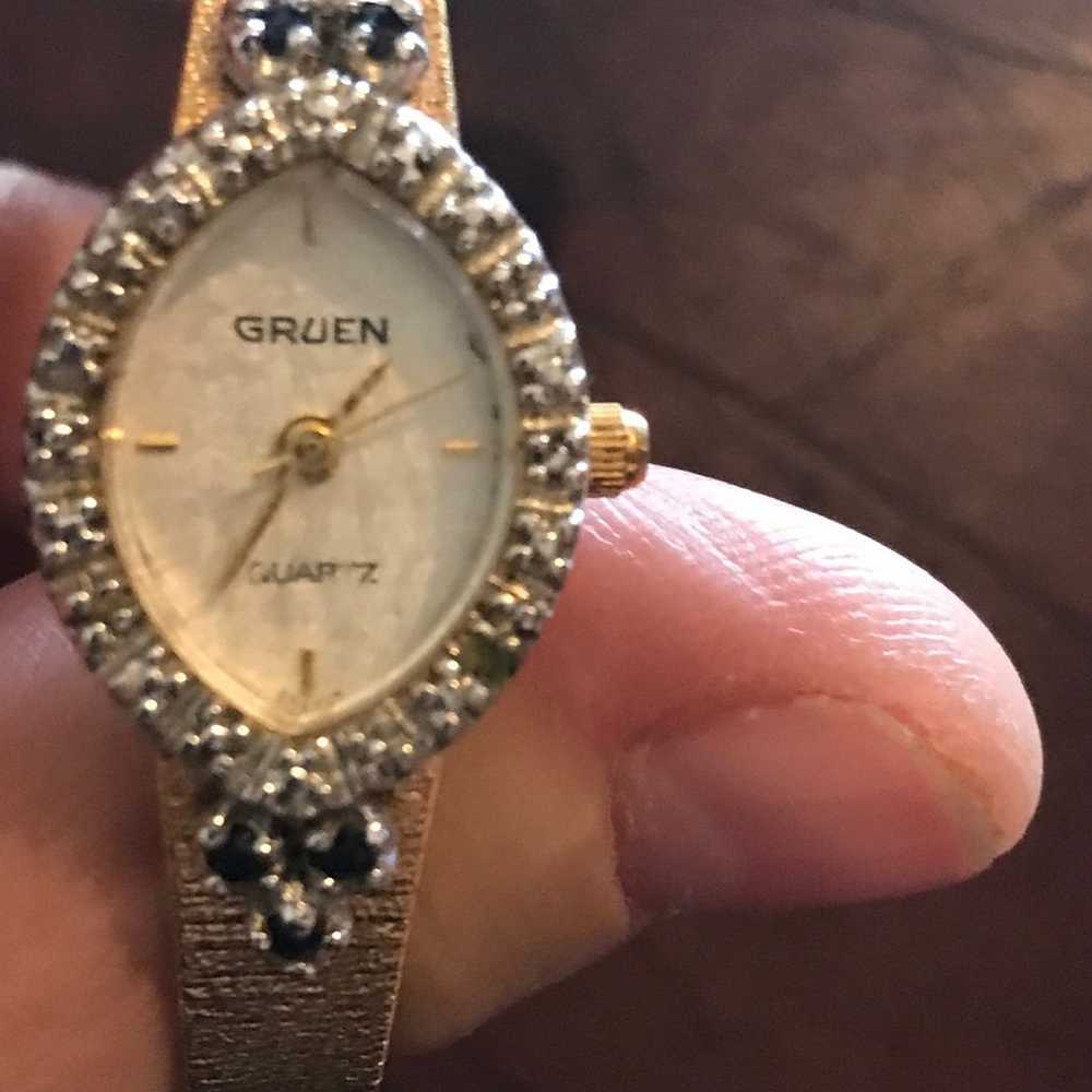 Gruen diamond and sapphire watch - image 2