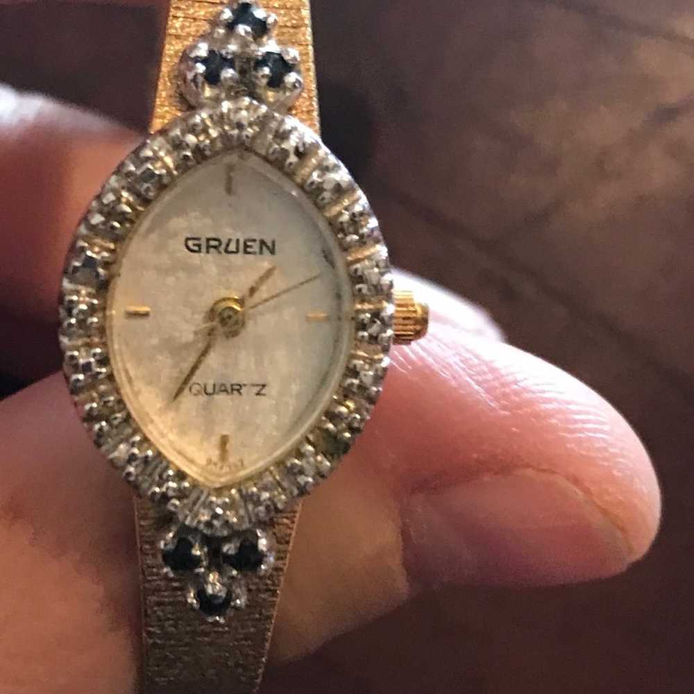 Gruen diamond and sapphire watch - image 6