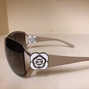 Chanel White Camellia CC Sunglasses