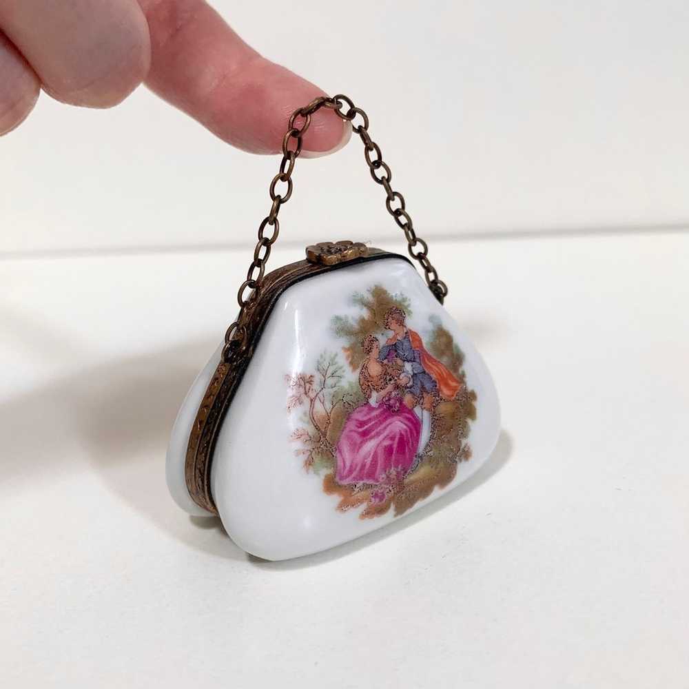 Limoges France fragonard art porcelain mini purse - image 1