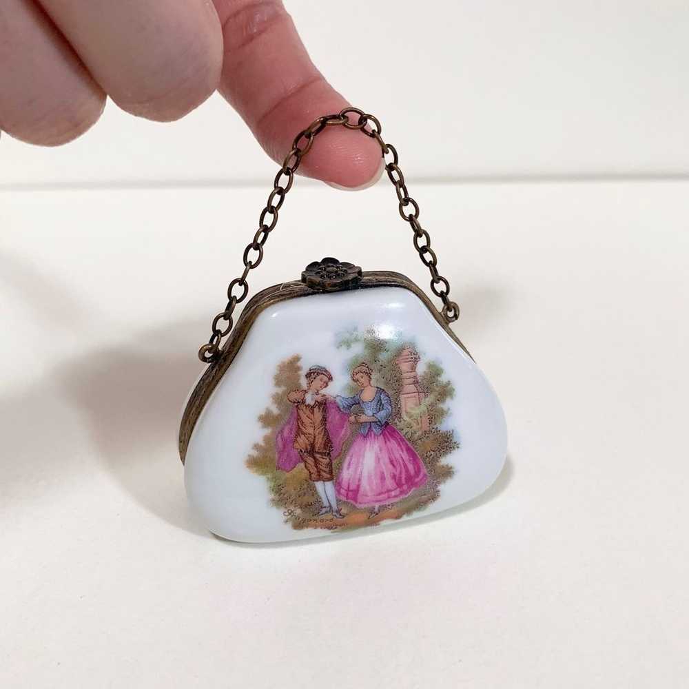 Limoges France fragonard art porcelain mini purse - image 2