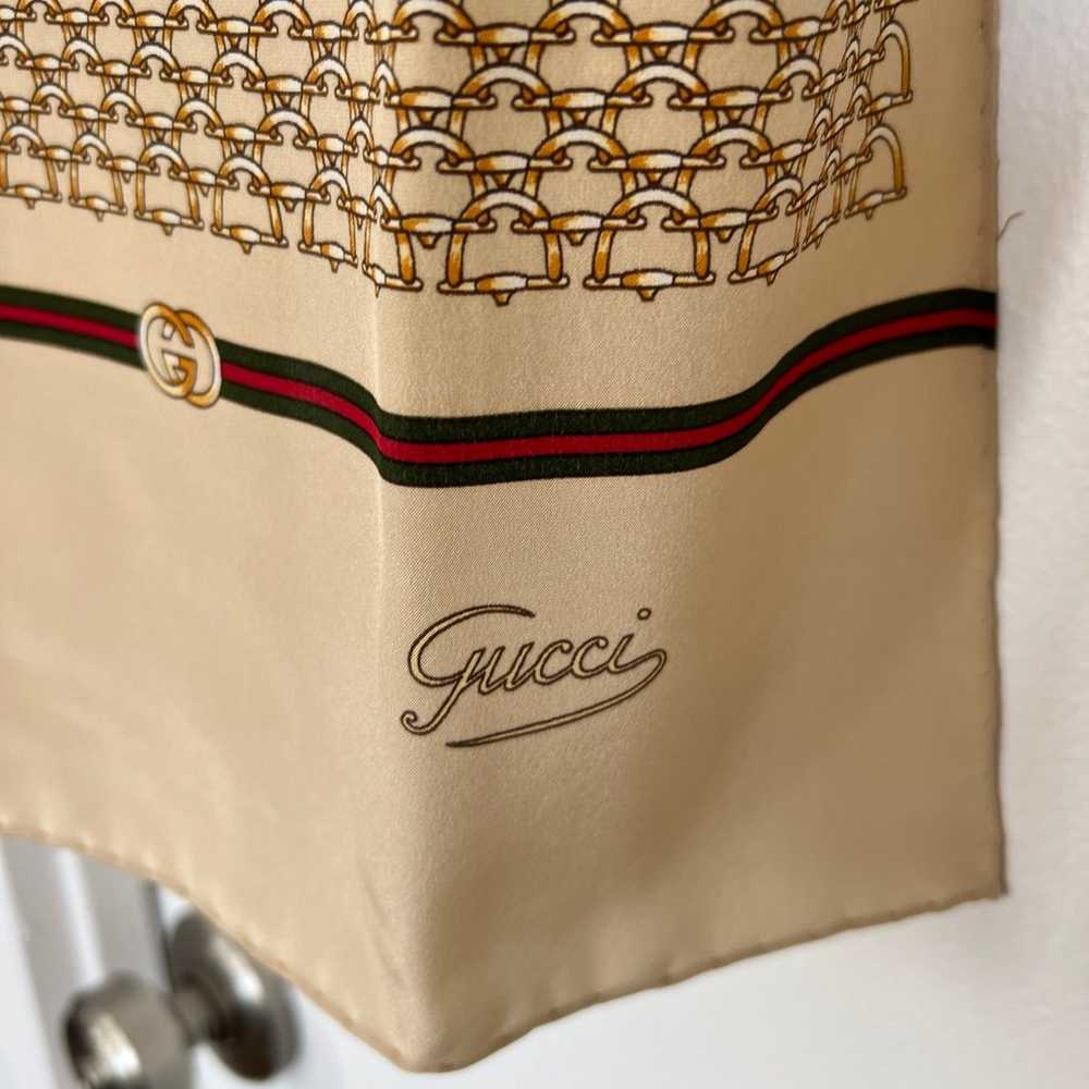 Authentic Vintage Gucci Horse Bit Logo Scarf - image 3