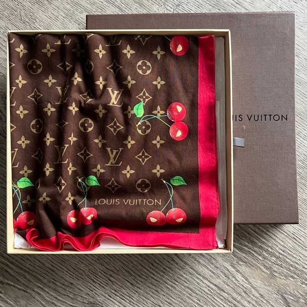 New! LOUIS VUITTON Scarf Bandana Cherry Monogram … - image 2