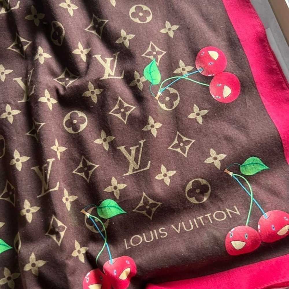 New! LOUIS VUITTON Scarf Bandana Cherry Monogram … - image 3