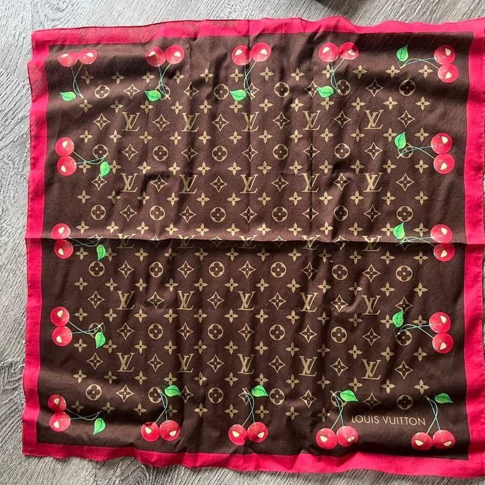 New! LOUIS VUITTON Scarf Bandana Cherry Monogram … - image 5