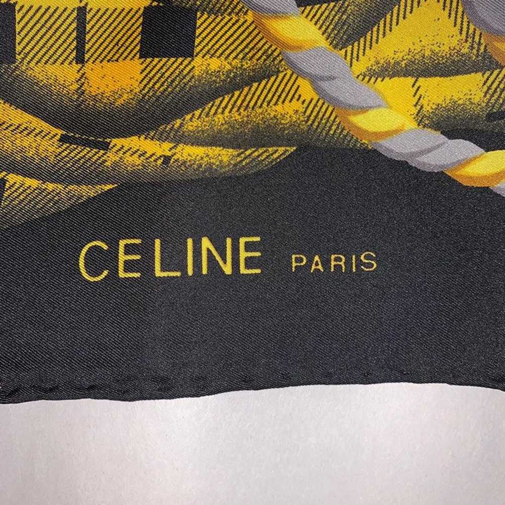 CELINE gold/black silk twill tartan plaid Macadam… - image 3