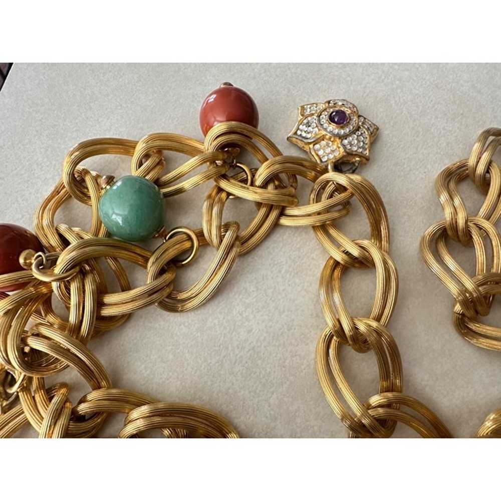 Judith Leiber 1980s gold chain link multicolor se… - image 12