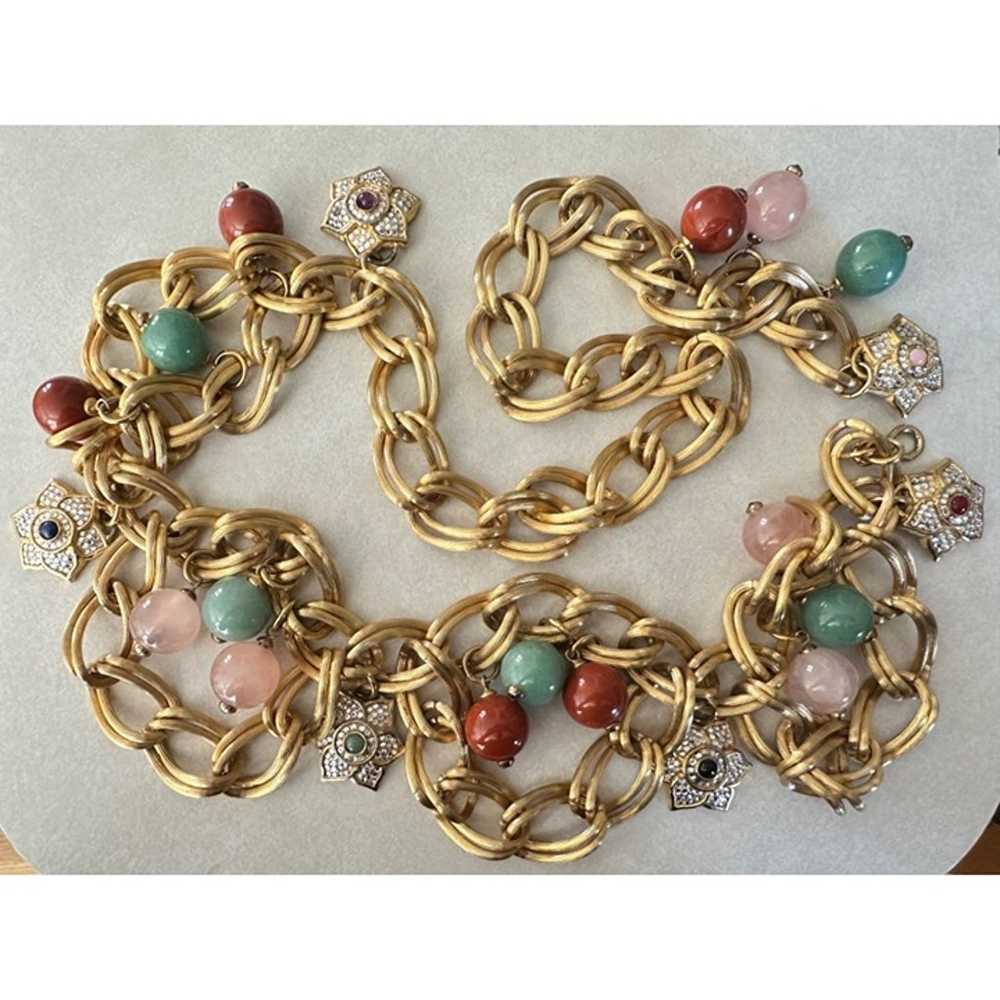 Judith Leiber 1980s gold chain link multicolor se… - image 2