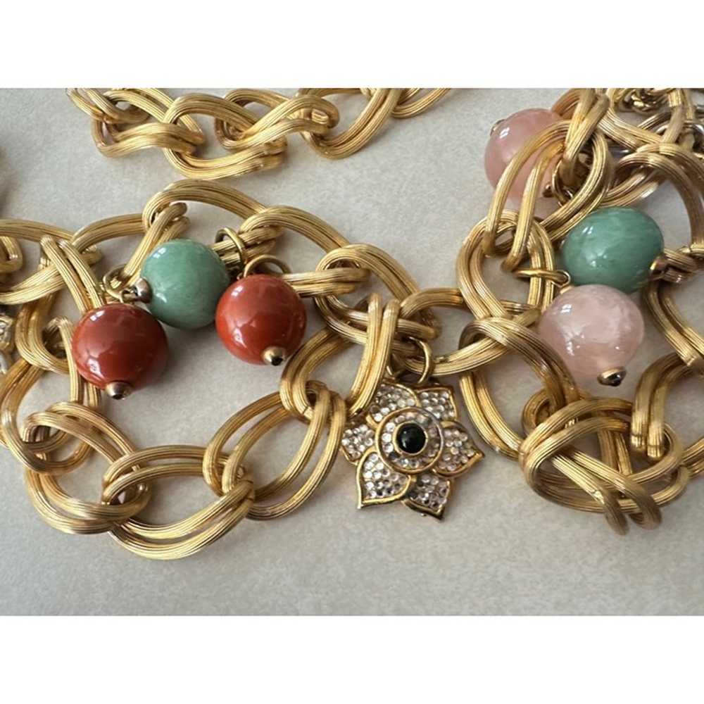 Judith Leiber 1980s gold chain link multicolor se… - image 5