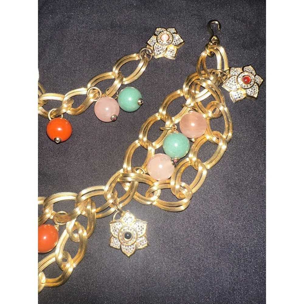 Judith Leiber 1980s gold chain link multicolor se… - image 6