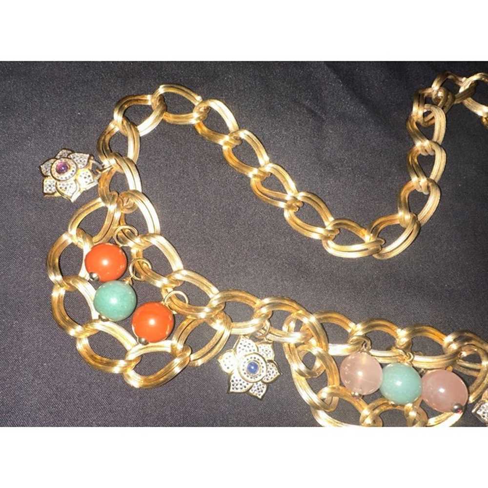 Judith Leiber 1980s gold chain link multicolor se… - image 7