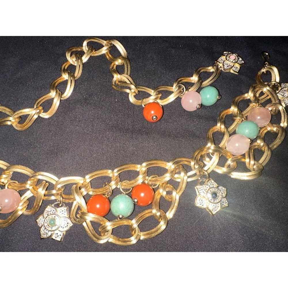 Judith Leiber 1980s gold chain link multicolor se… - image 8