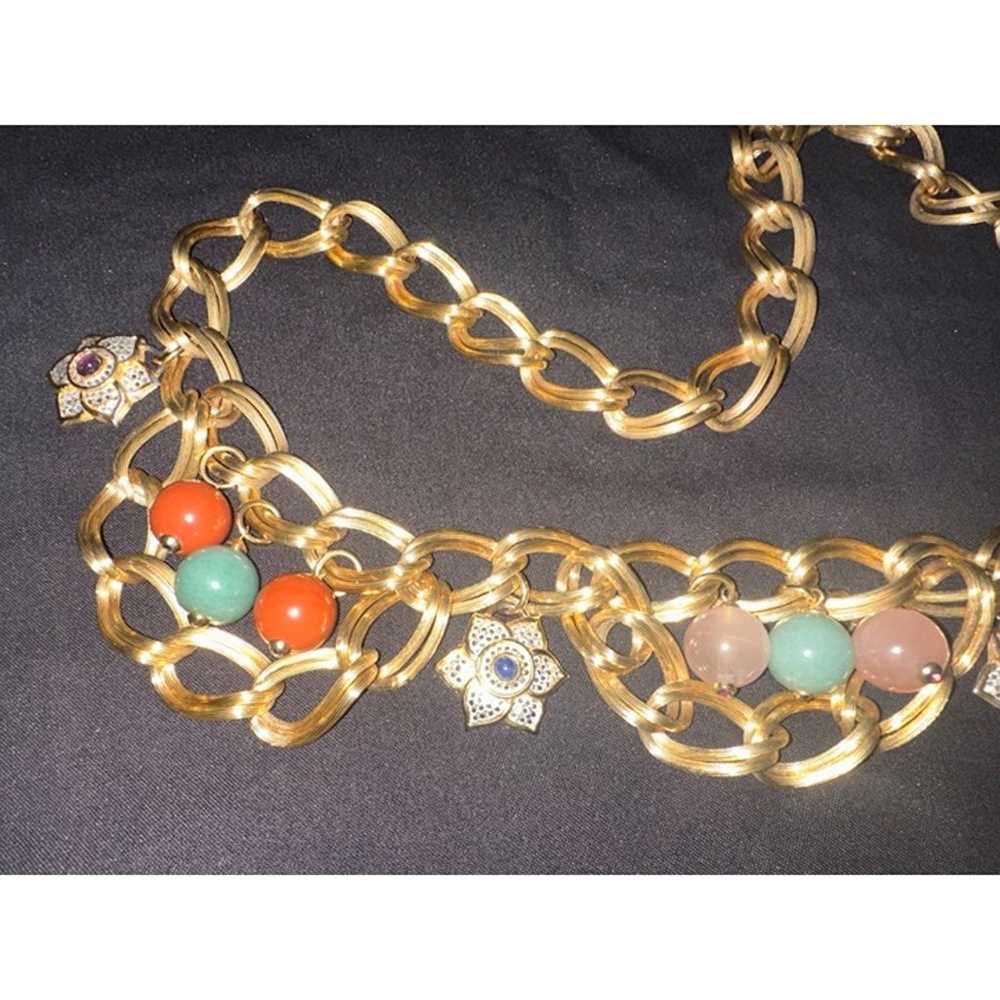 Judith Leiber 1980s gold chain link multicolor se… - image 9