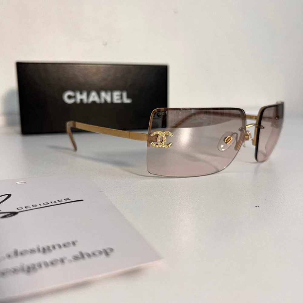 Gold Rimless Chanel Sunglasses - image 12