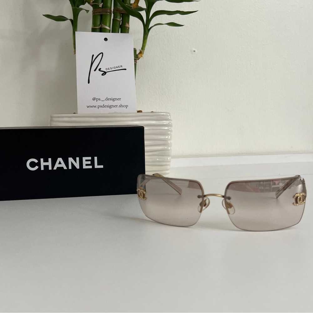 Gold Rimless Chanel Sunglasses - image 2