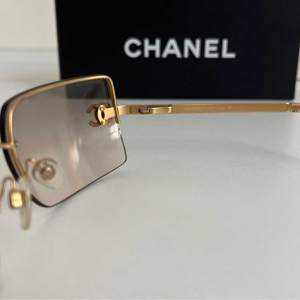 Gold Rimless Chanel Sunglasses - image 3