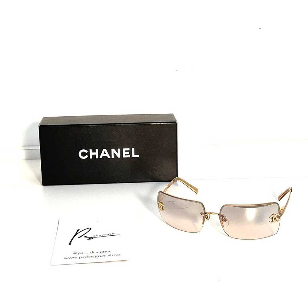 Gold Rimless Chanel Sunglasses - image 4