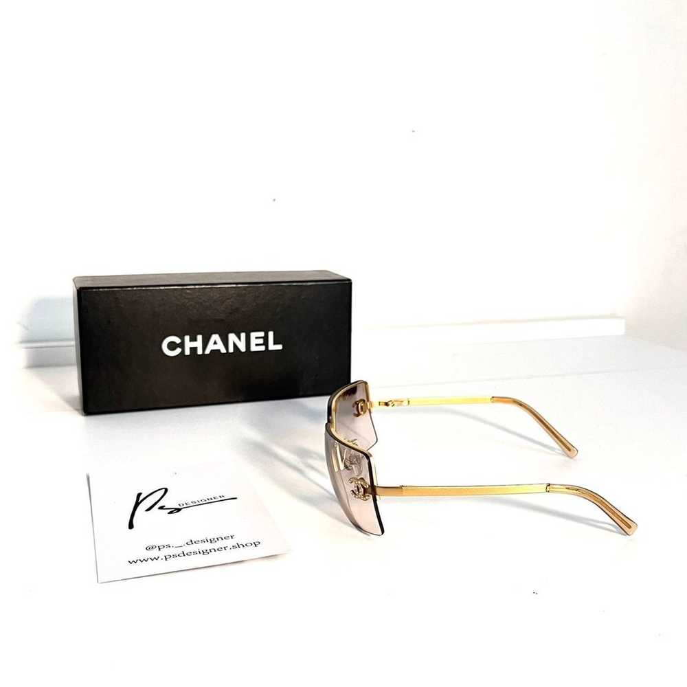 Gold Rimless Chanel Sunglasses - image 6