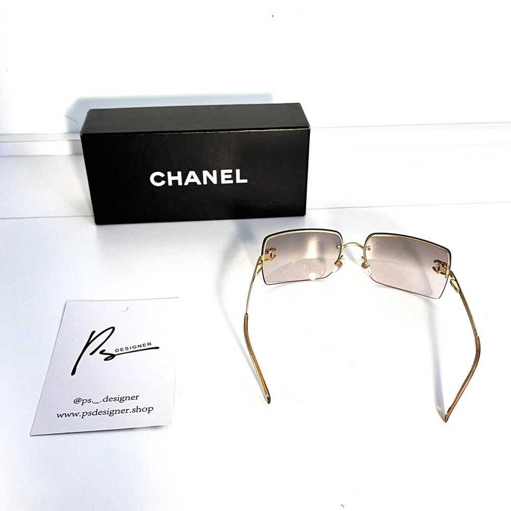 Gold Rimless Chanel Sunglasses - image 7