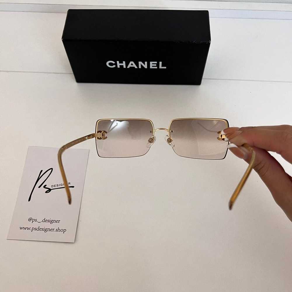 Gold Rimless Chanel Sunglasses - image 9