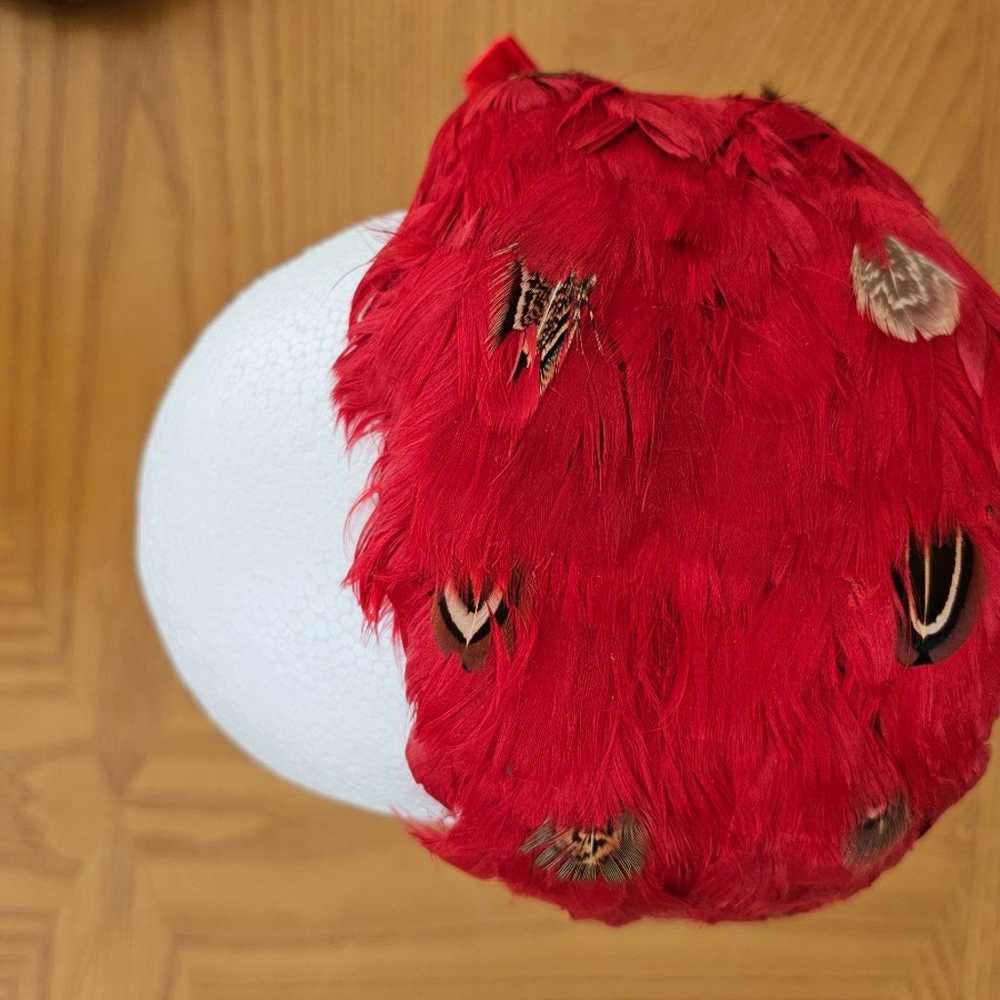 Vintage Red feather headband Hat - image 5