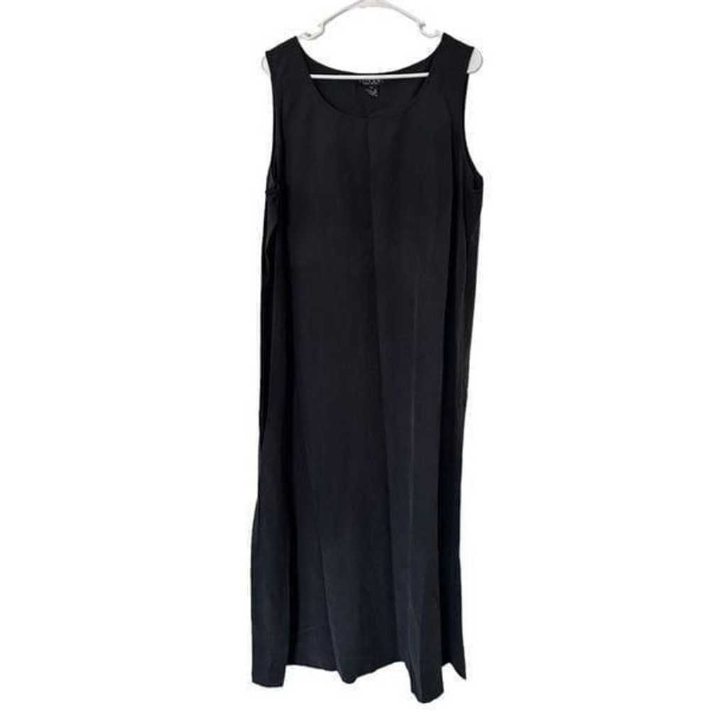 Citron Solid Black Silk Linen Blend Sleeveless Sh… - image 1