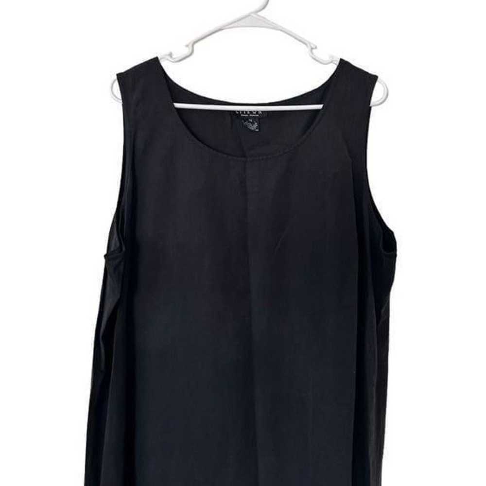 Citron Solid Black Silk Linen Blend Sleeveless Sh… - image 2