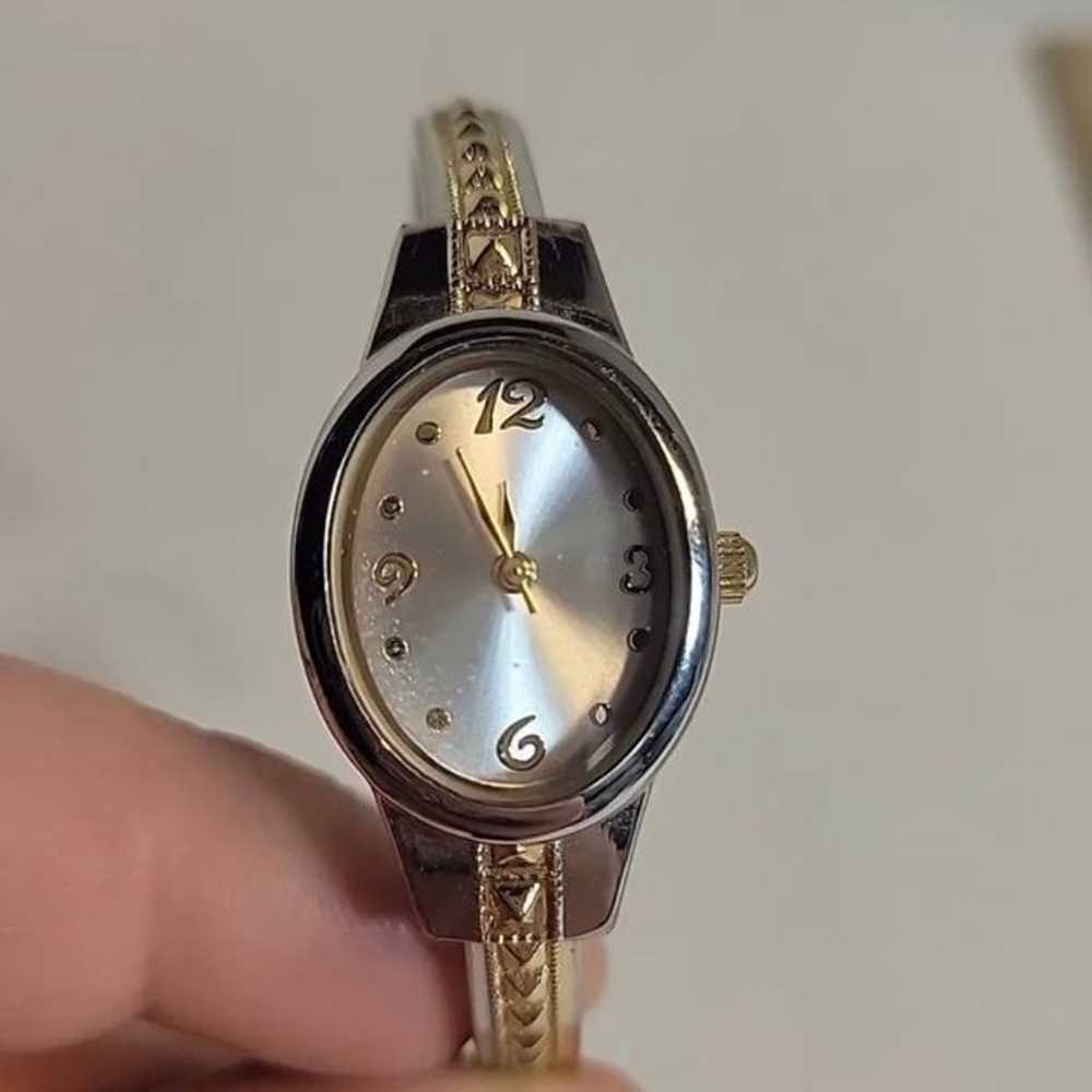 Vintage Accutime Womans Bracelet Watch Gold And S… - image 1