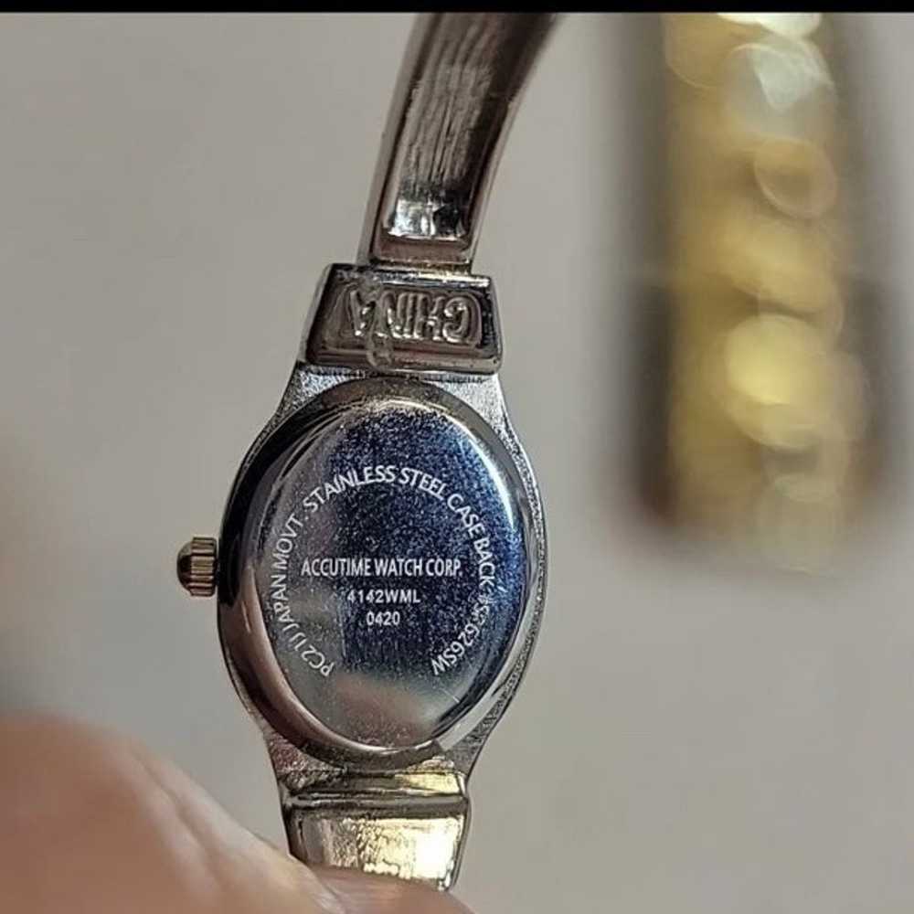 Vintage Accutime Womans Bracelet Watch Gold And S… - image 3