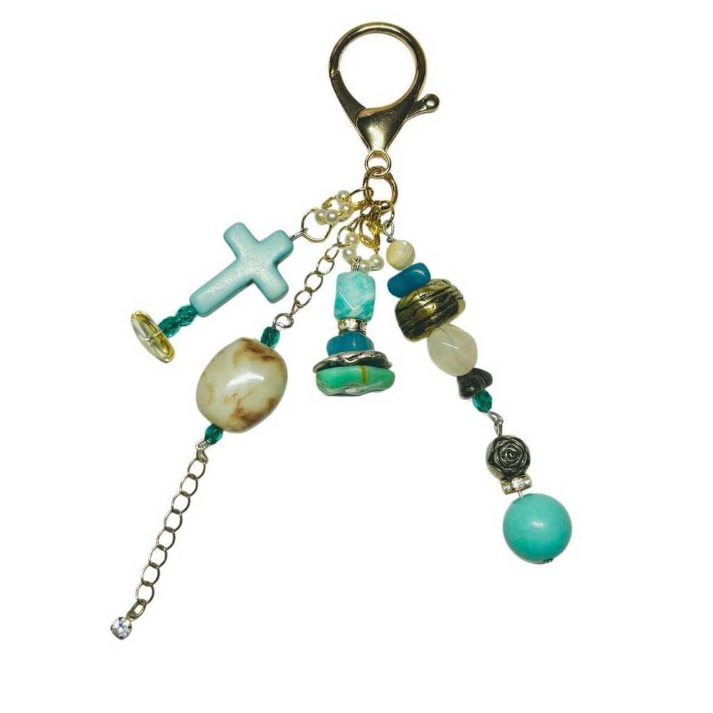 Handmade keychain zipper-pull reworked vintage be… - image 1