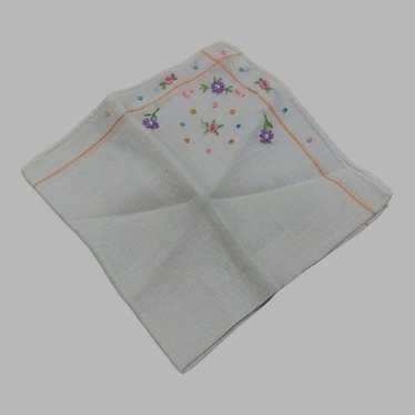 Vintage Hand embroidered floral handkerchief Peti… - image 1