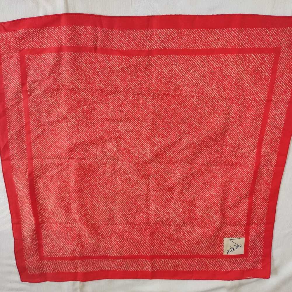 John Weitz Red White Silk Scarf Geometric Abstrac… - image 2