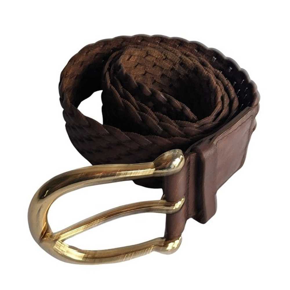 Vintage MICHAEL KORS  Brown Woven Belt Gold Buckl… - image 1