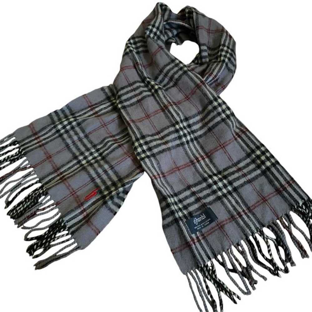 Muffler check stole wool gray - image 1