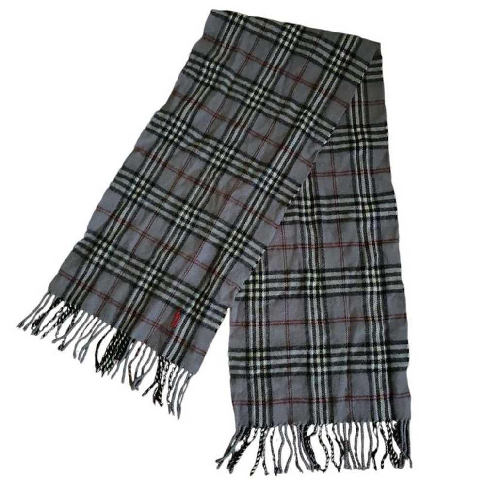 Muffler check stole wool gray - image 3