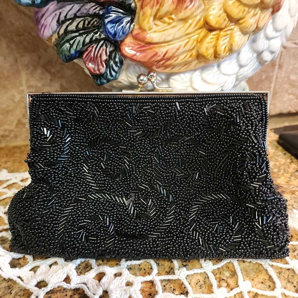 Vintage Beaded Black Evenening Bag GORGEOUS - image 1