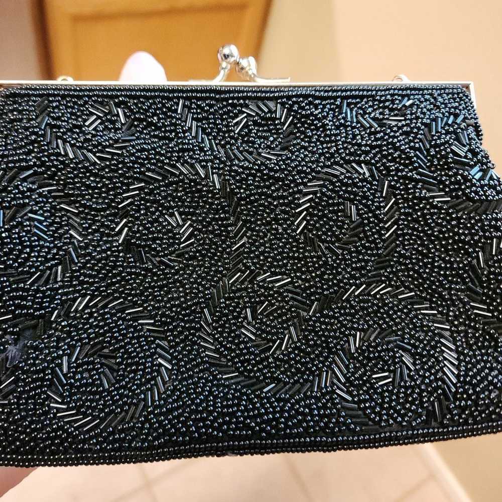 Vintage Beaded Black Evenening Bag GORGEOUS - image 6