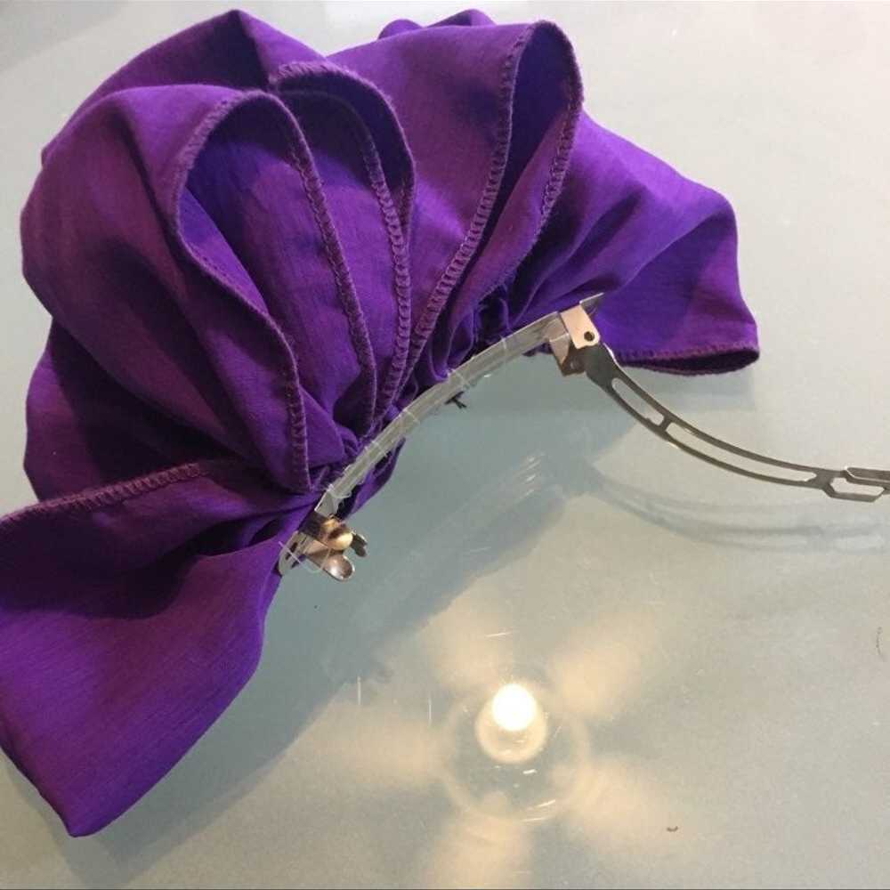 Vintage Purple Bow Hair Clip Beret - image 4