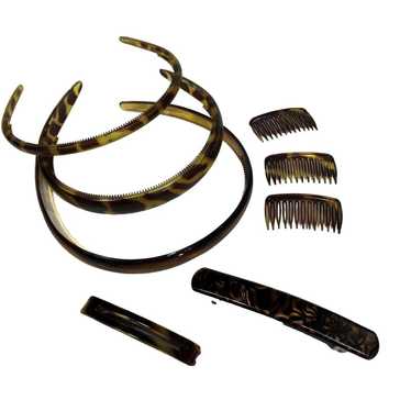 8 Hair Combs Barrettes Faux Tortoise Shell Hairba… - image 1