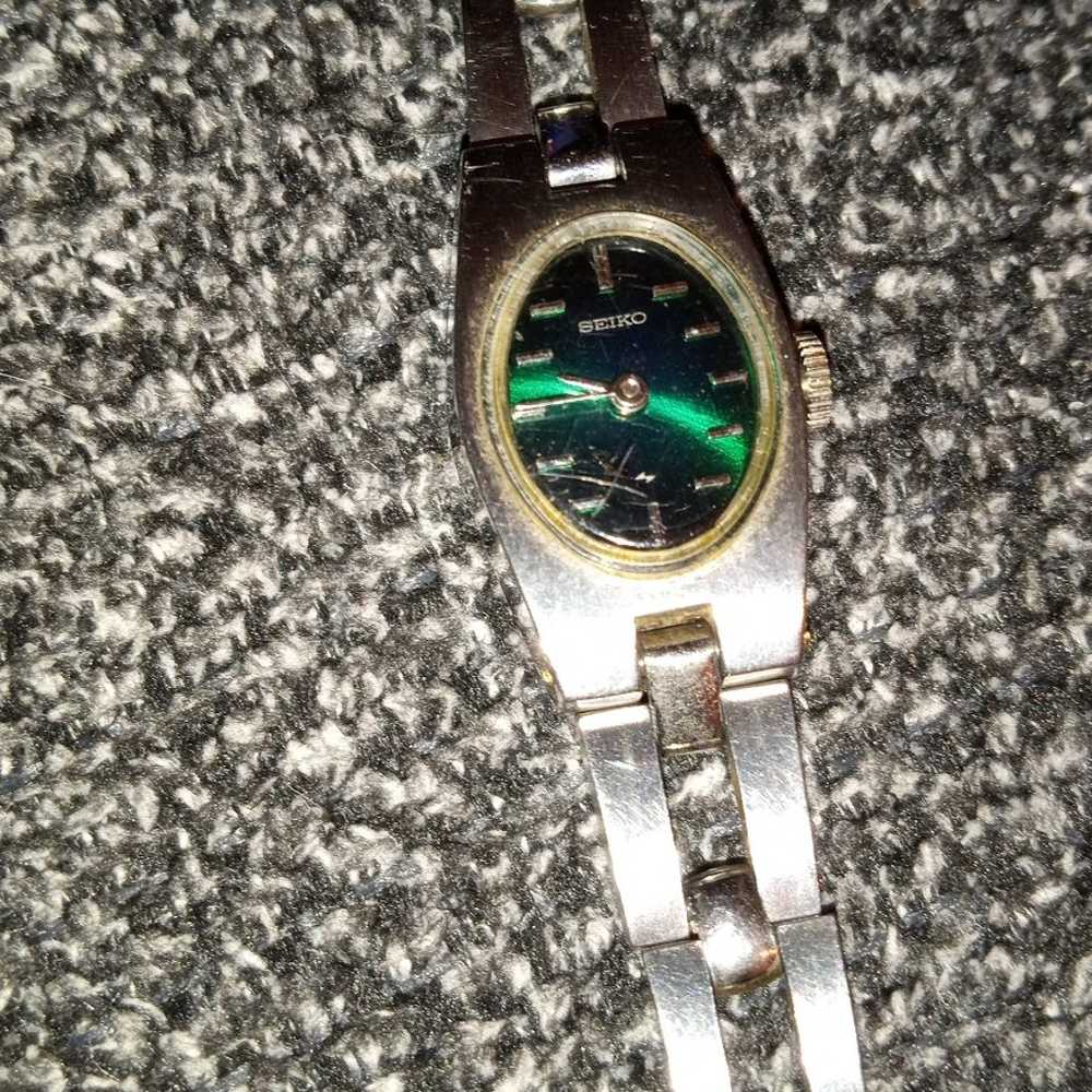 Vintage Green Faced Seiko Ladies Watch - image 2