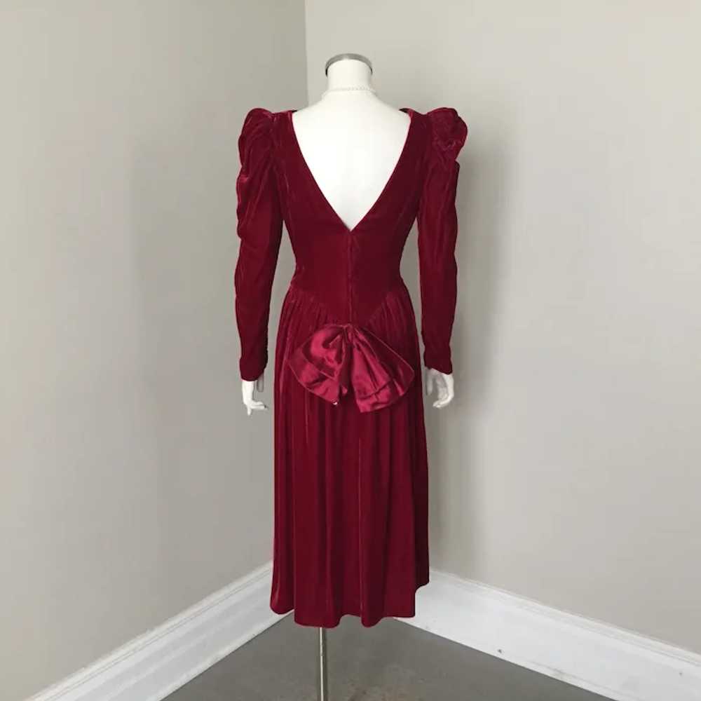 Vintage Late 1980s Maroon Velvet Dress with Enorm… - image 10