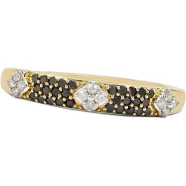 Black and White Diamond Gold Band Ring 1/4ct