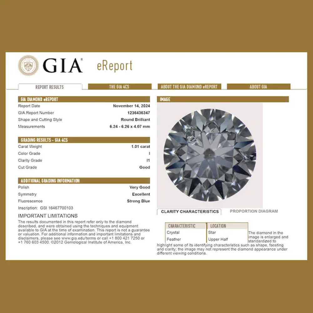 GIA Round Solitaire Diamond Engagement Ring 14K W… - image 3