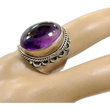 Amethyst Ring, Purple Stone, Big Stone, Vintage Ri